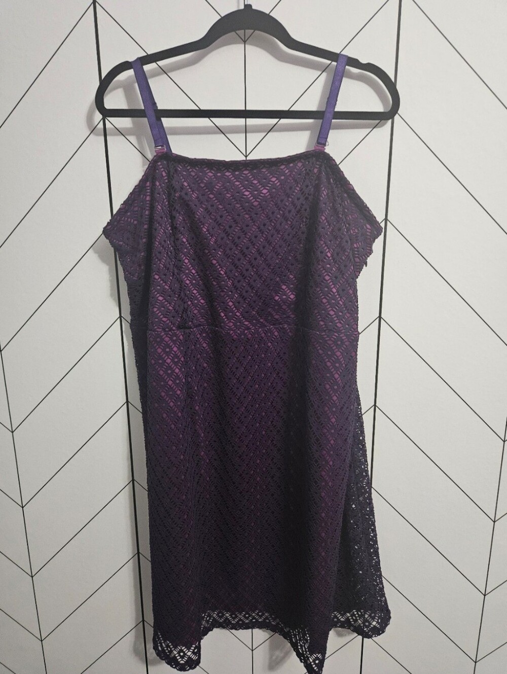 Lane Bryant Purple Crochet Overlay Convertible Dress, Size 22